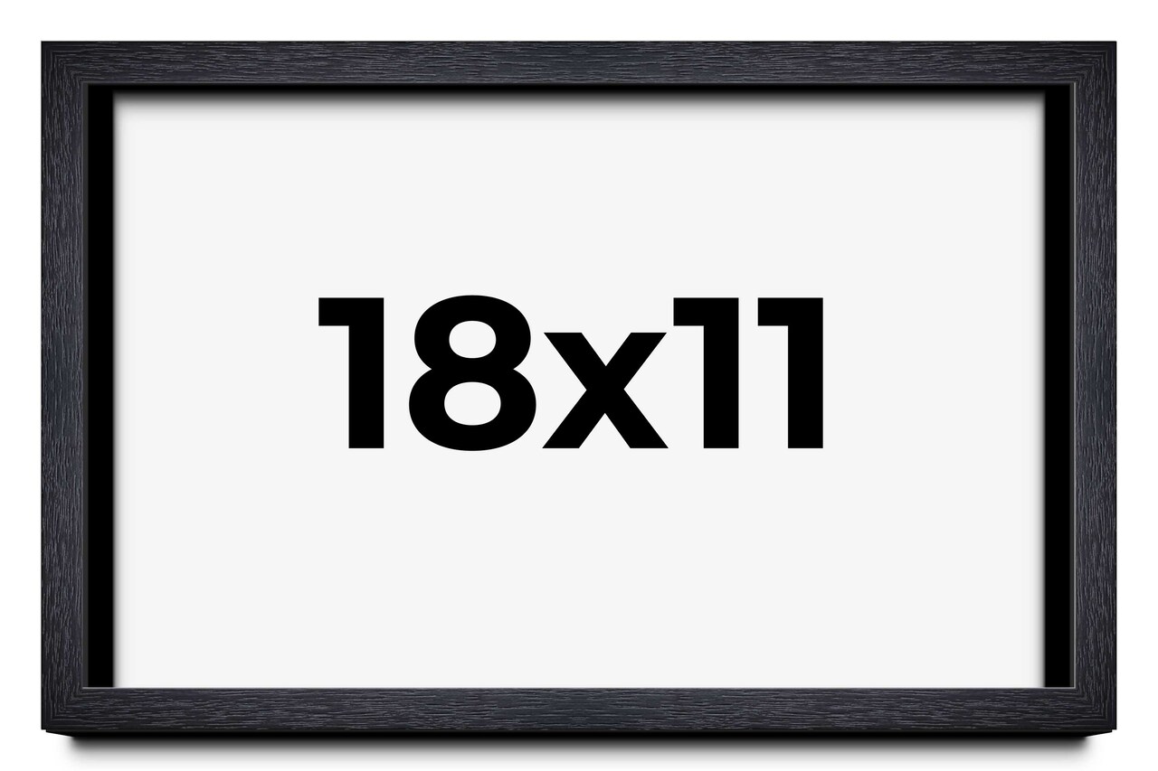 18x11 Shadow Box 1" Depth Black Picture Frame - UV Acrylic, Backing, Hanging Hardware